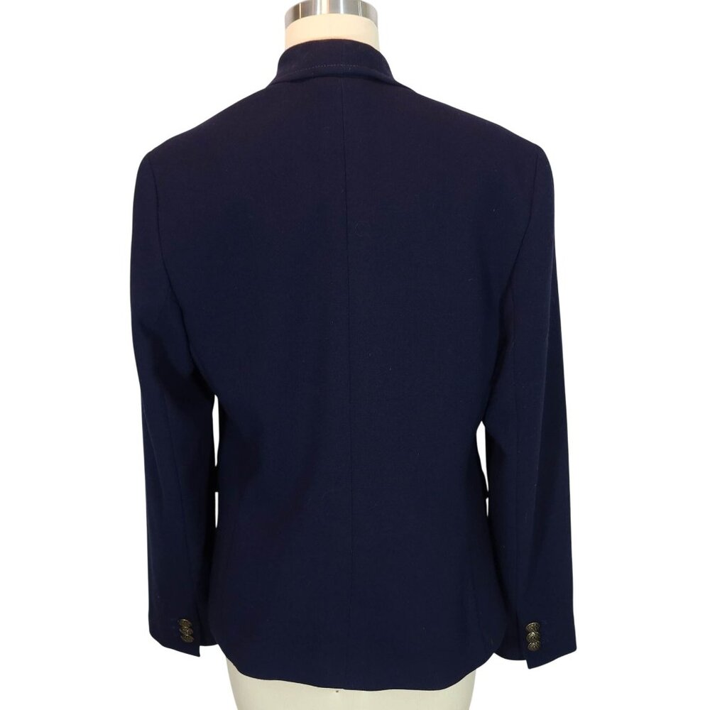 TALBOTS Navy Blue Ponte Knit Ornate Button Blazer Size 8 Nautical Preppy Office - Picture 3 of 9